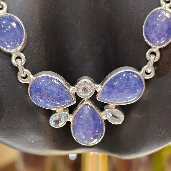 Tanzanite & Sky Blue Topaz , Sterling Silver necklace, Certificate of Authentic - Picture 3 of 9